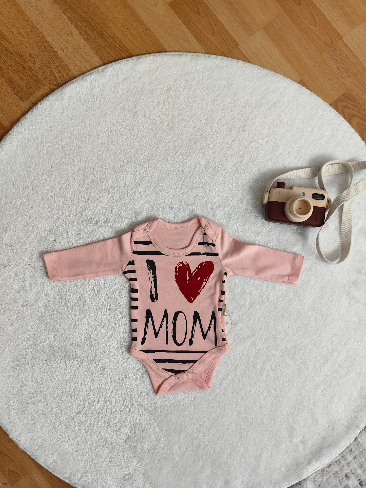 Mom Baskılı Uzun Kollu Badi - Pembe