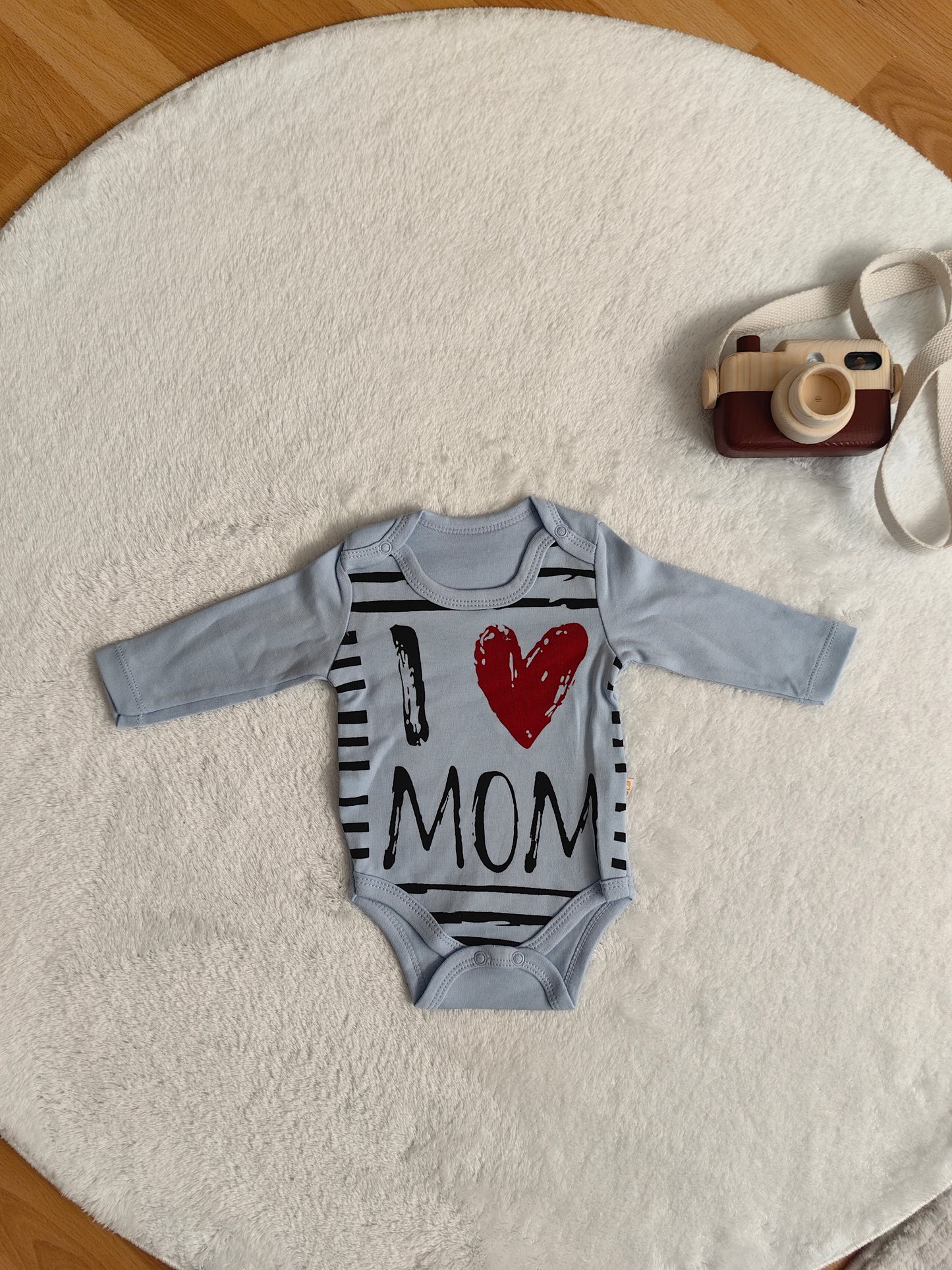 Mom Baskılı Uzun Kollu Badi - Mavi