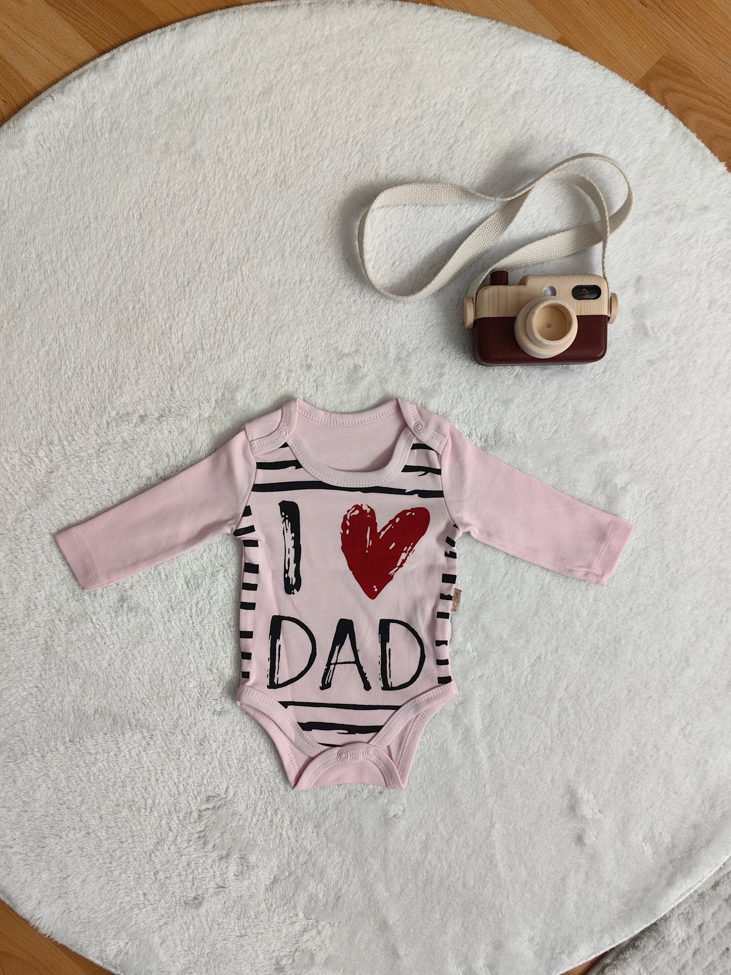 Dad Baskılı Uzun Kollu Badi - Pembe
