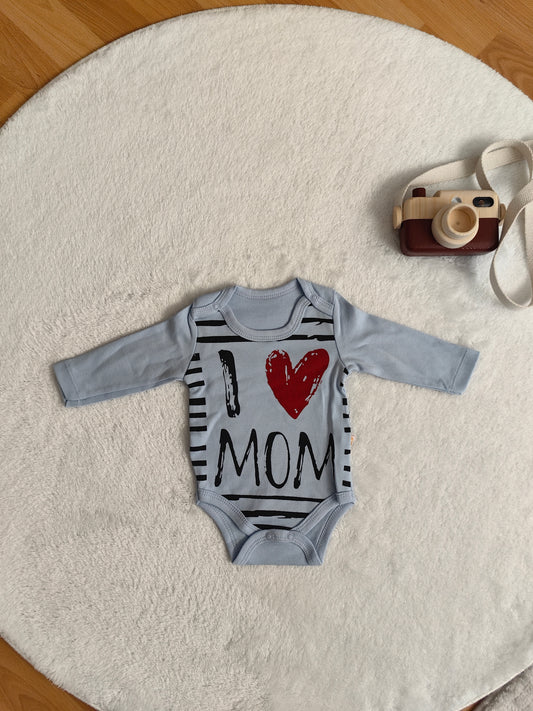 Mom Baskılı Uzun Kollu Badi - Mavi