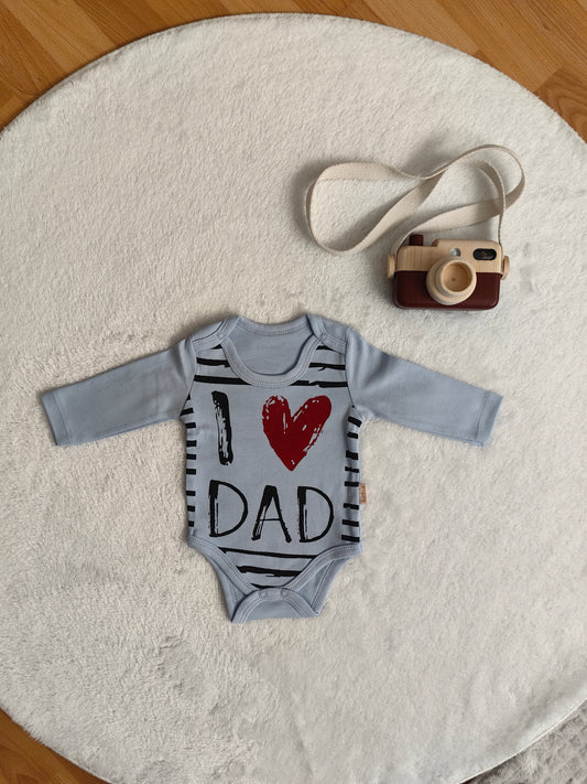 Dad Baskılı Uzun Kollu Badi - Mavi